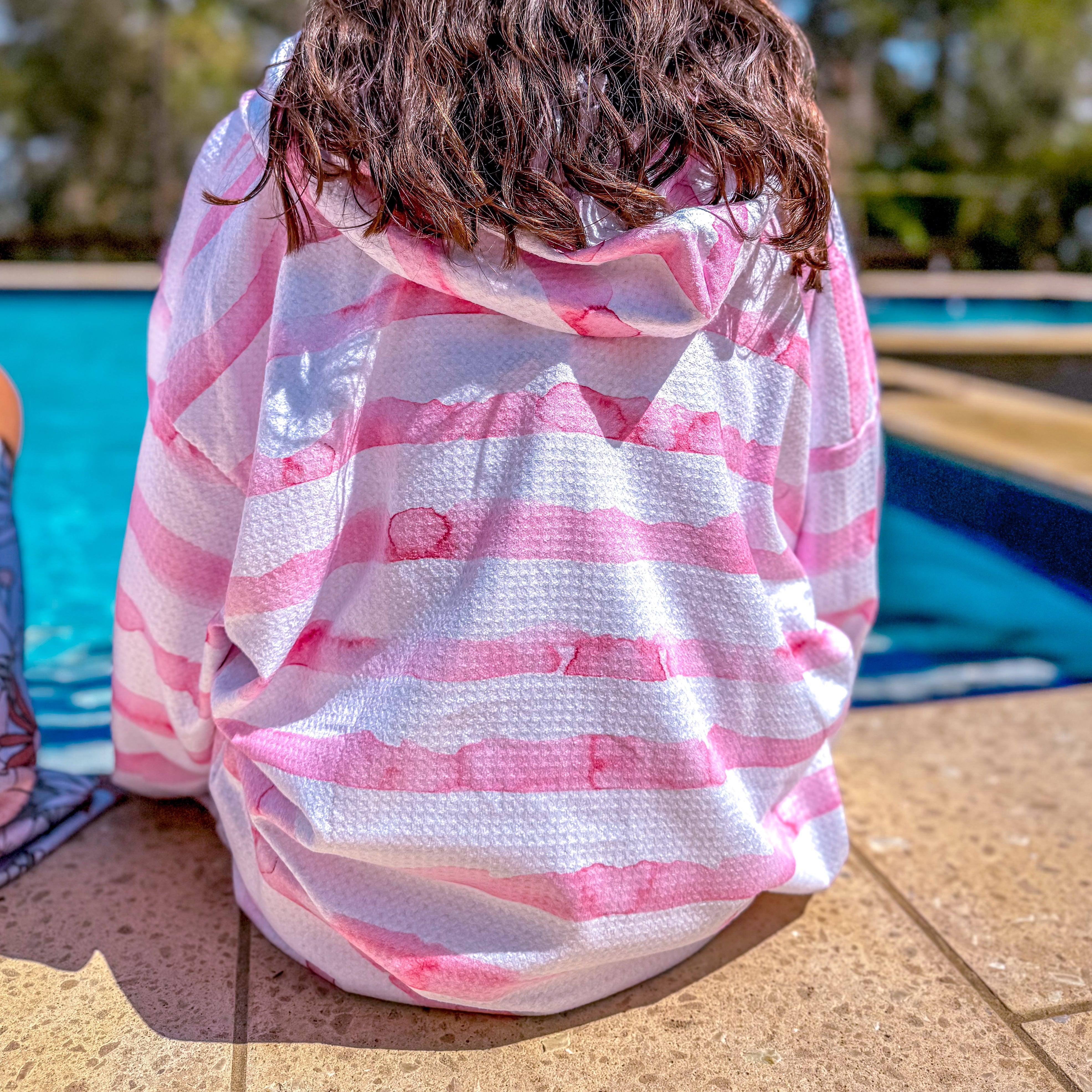 Large ZIP UP Hooded Towel - French Beach Pink