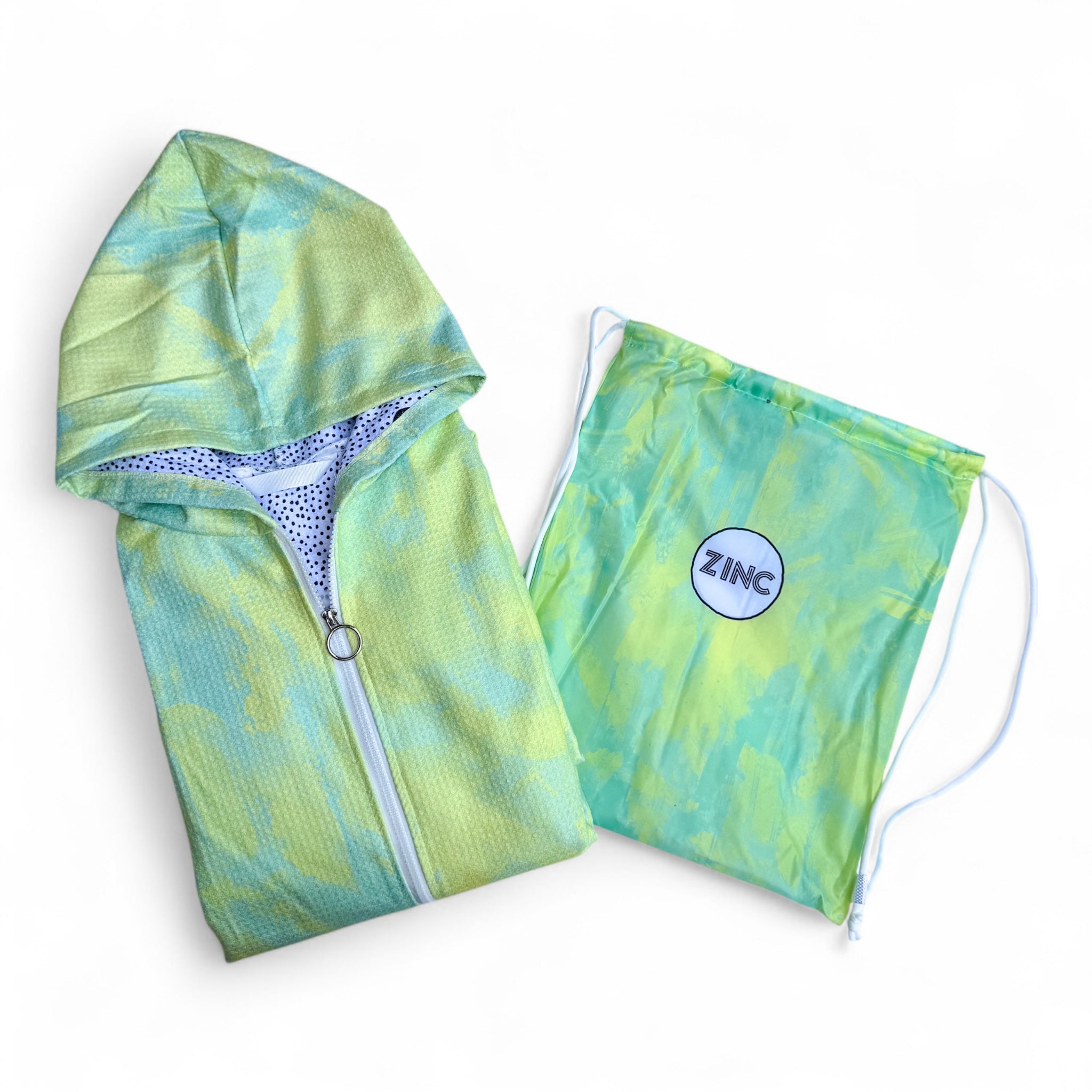 Large ZIP UP Hooded Towel - Pine Lime