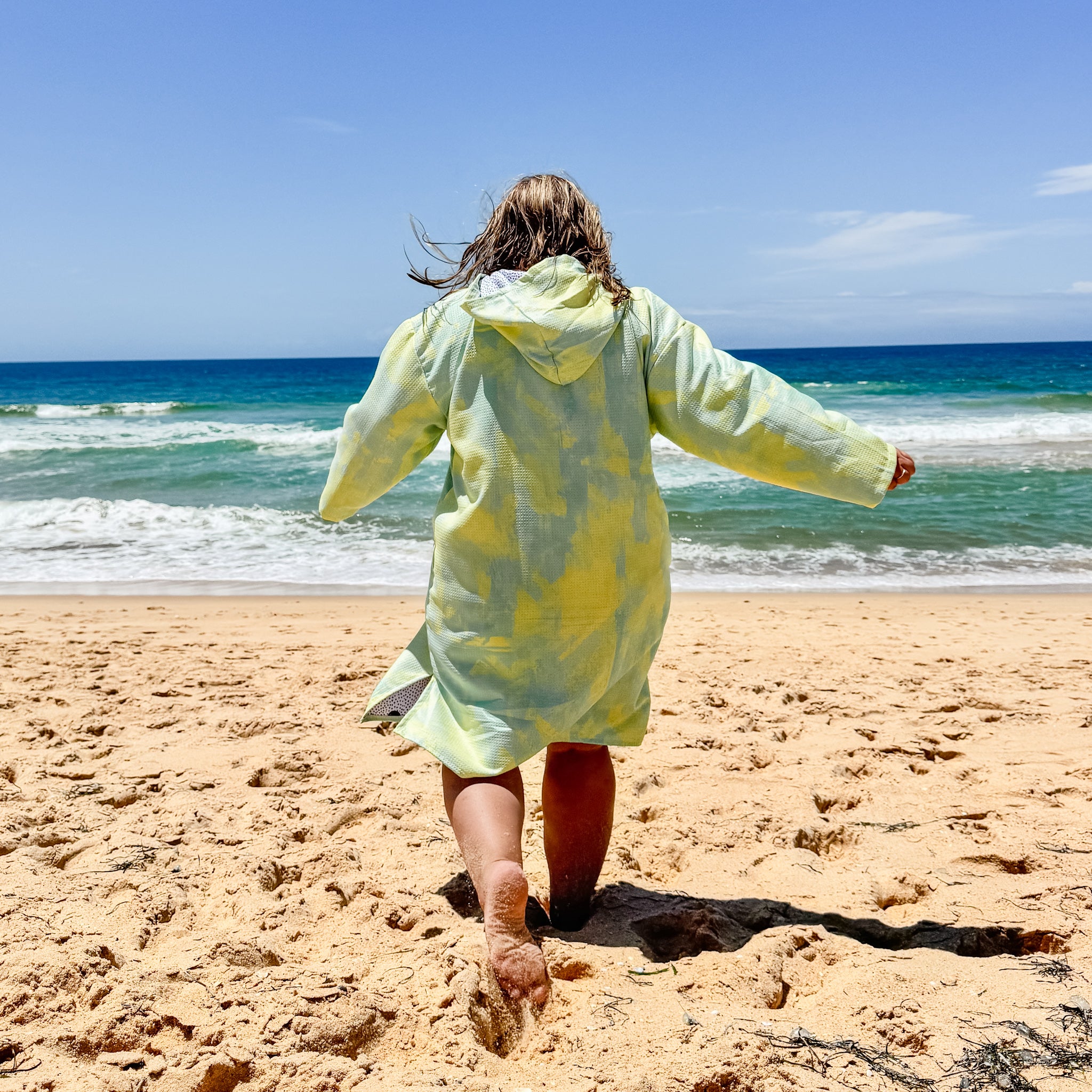 Large ZIP UP Hooded Towel - Pine Lime