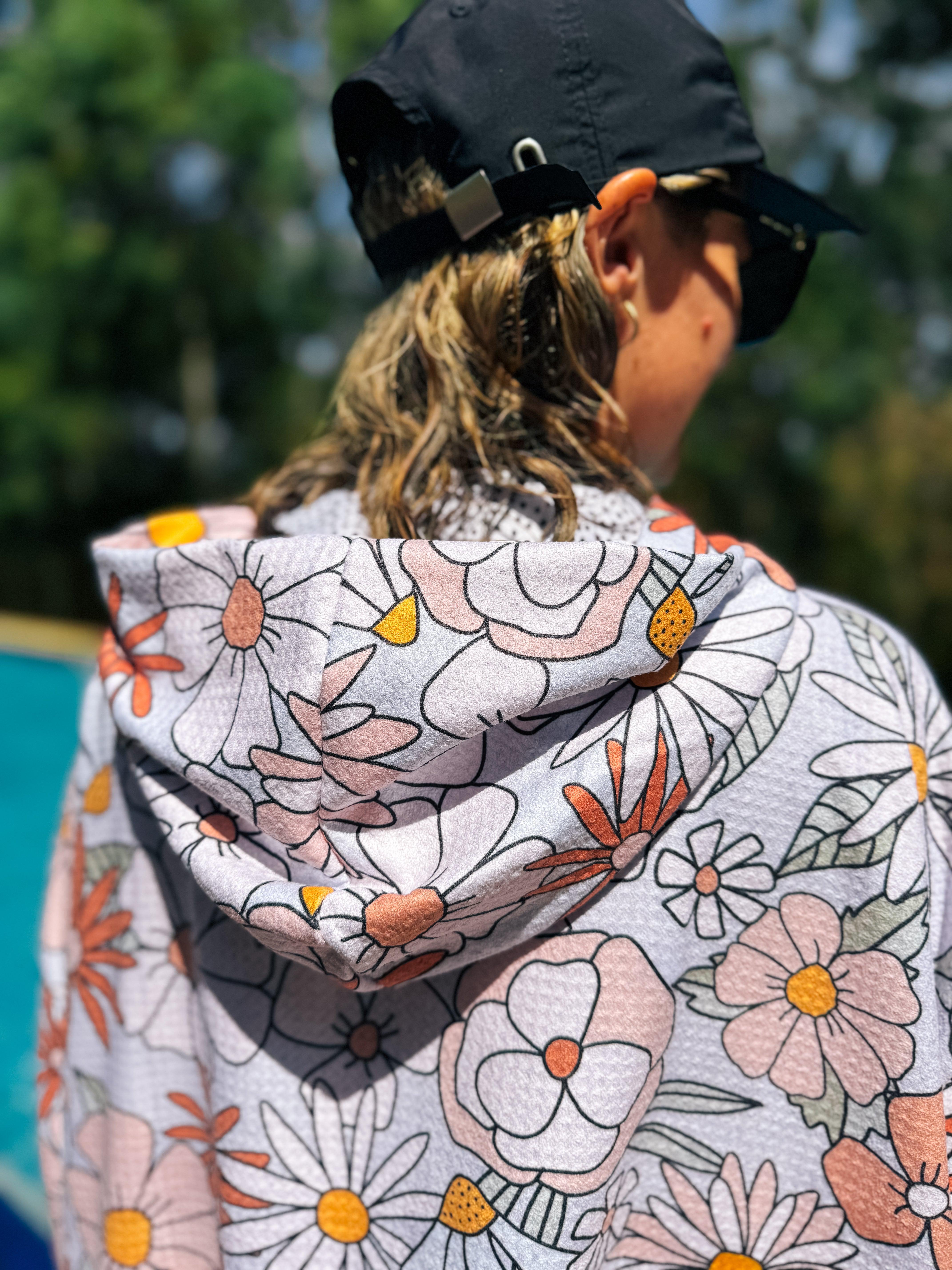 Medium ZIP UP Hooded Towel -Boho Blooms