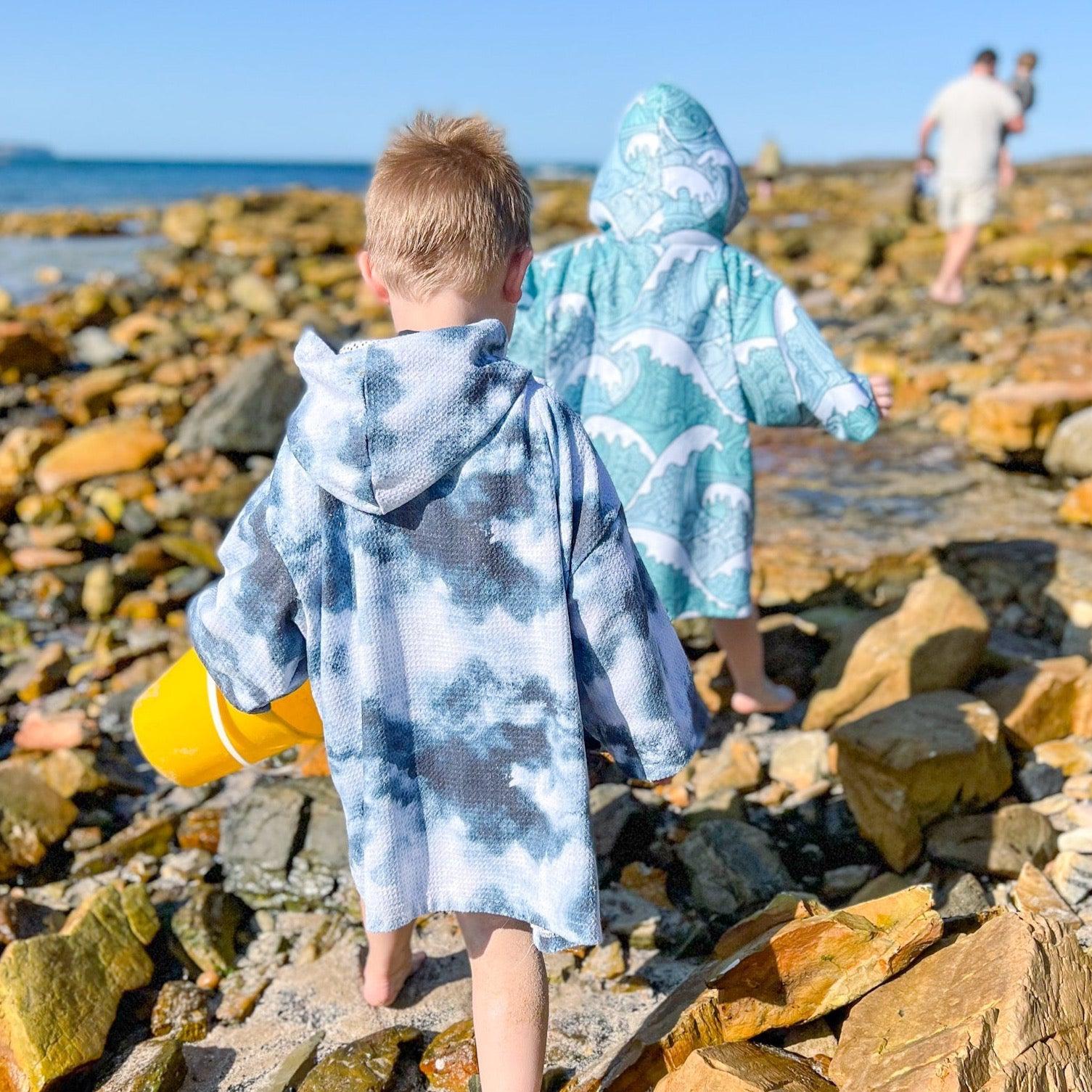 Small Waffle Hooded Towel - Stormy