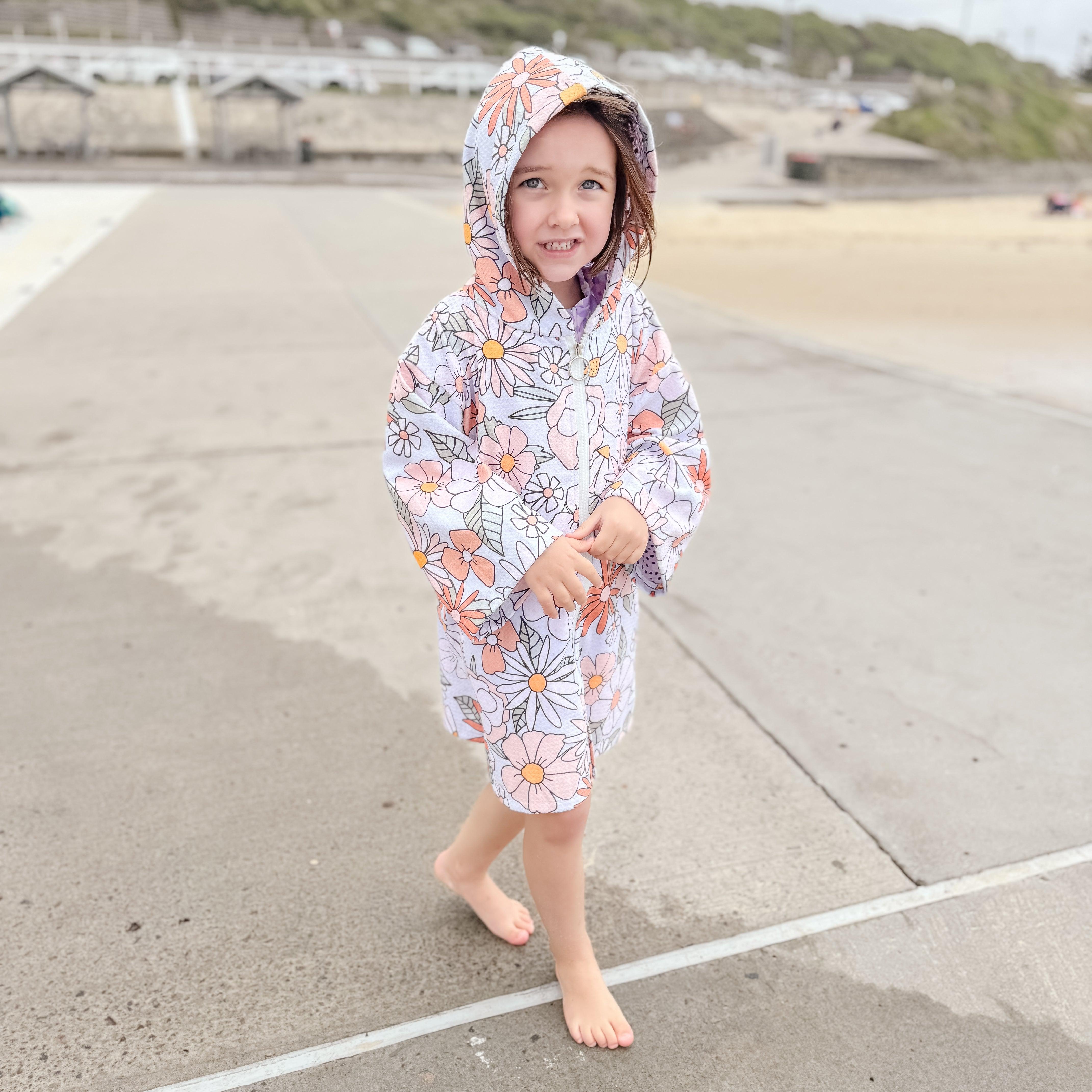 Small ZIP UP Hooded Towel - Boho Blooms