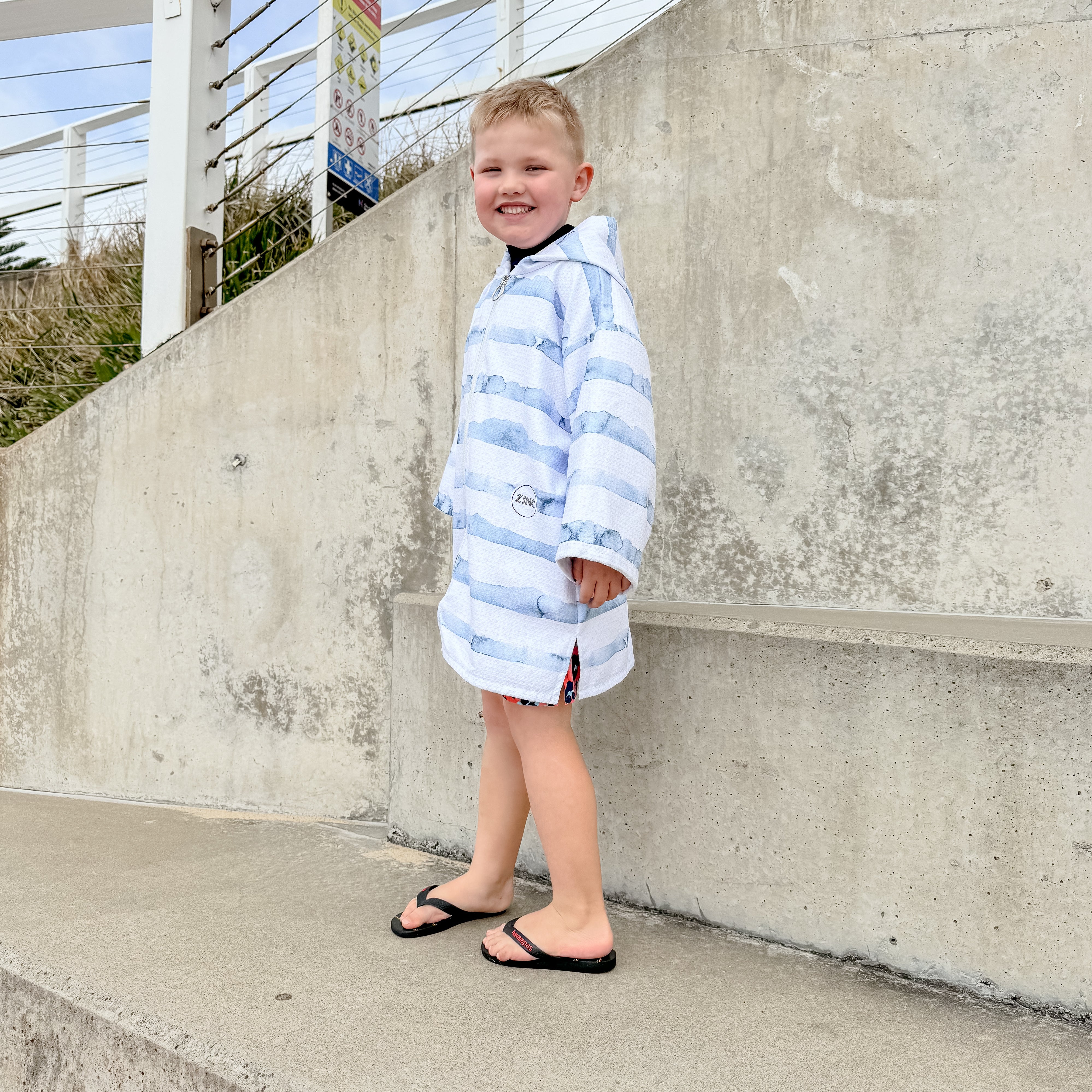 Small ZIP UP Hooded Towel - French Beach Blue